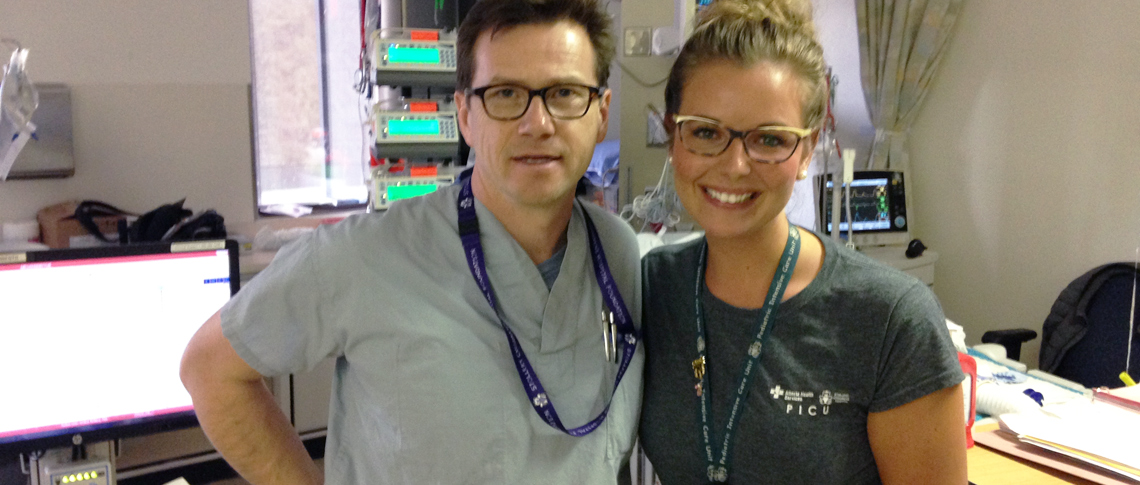 Dr. Laurance Lequier and nurse Brittany Collins on their 12-hour shift