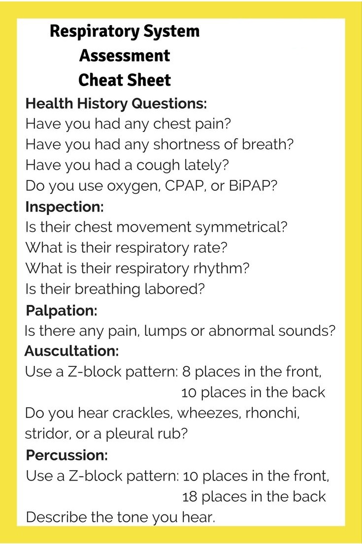 Respiratory System Assessment for Nurses Cheat Sheet