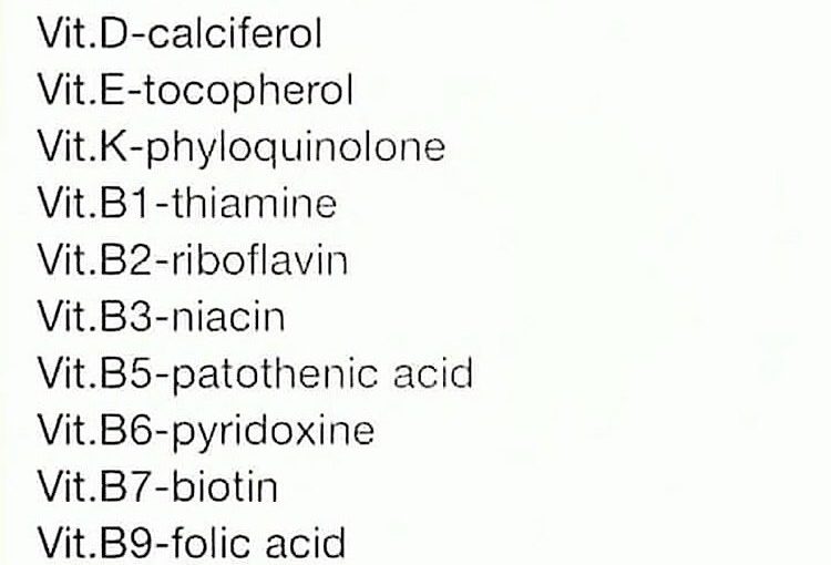 Useful to know: Chemical name’s of different Vitamins